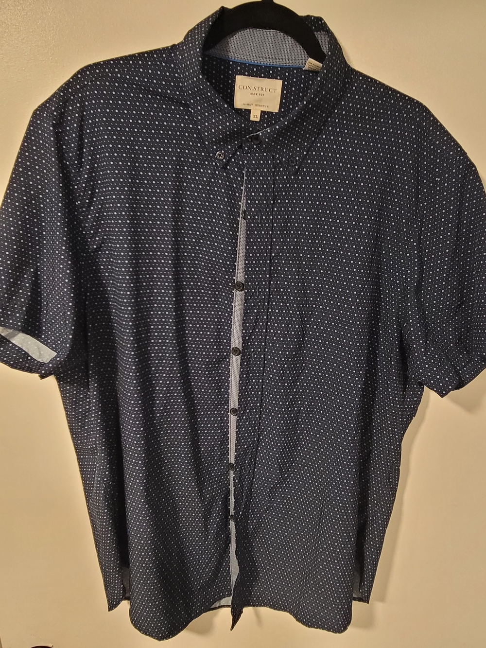Construct Navy Dot Short-Sleeve Button-Up Shirt